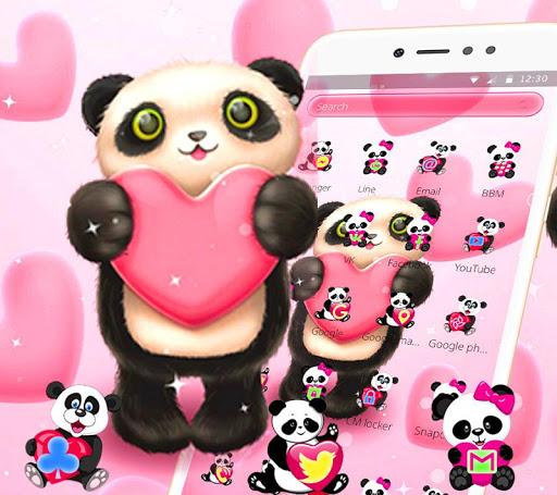 Pink Lovely Panda Love Theme - عکس برنامه موبایلی اندروید