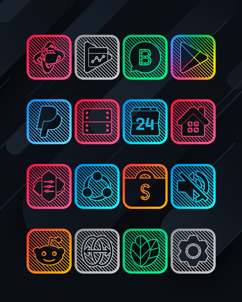 Lines Square - Neon icon Pack - عکس برنامه موبایلی اندروید