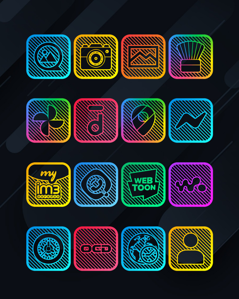 Lines Square - Neon icon Pack - عکس برنامه موبایلی اندروید