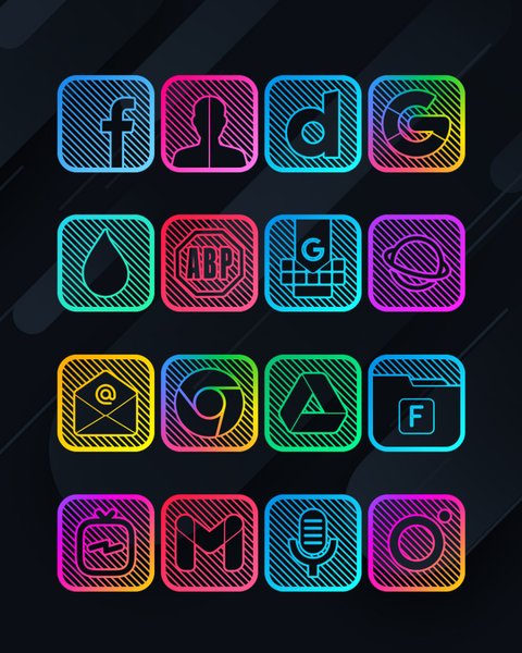 Lines Square - Neon icon Pack - عکس برنامه موبایلی اندروید