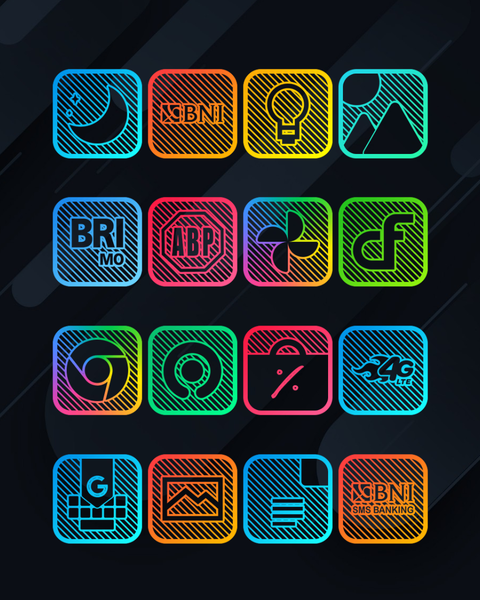 Lines Square - Neon icon Pack - عکس برنامه موبایلی اندروید