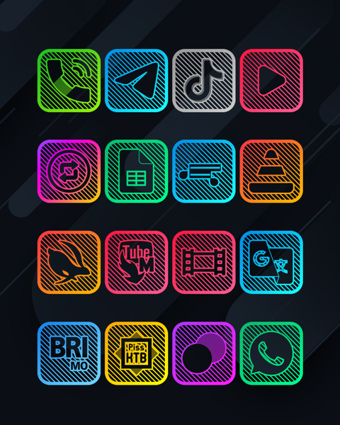 Lines Square - Neon icon Pack - عکس برنامه موبایلی اندروید