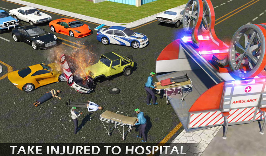 Copter Car Ambulance Sim 3d - Gameplay image of android game