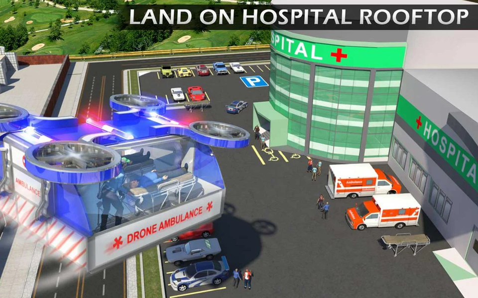 Copter Car Ambulance Sim 3d - Gameplay image of android game