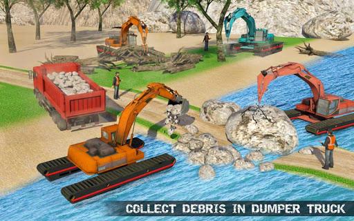 Water Surfer Excavator Crane 3D: Construction Site - Gameplay image of android game