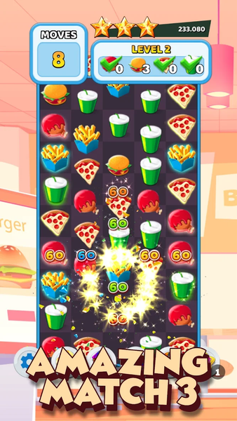 Crush The Burger Match 3 Game - Gameplay image of android game