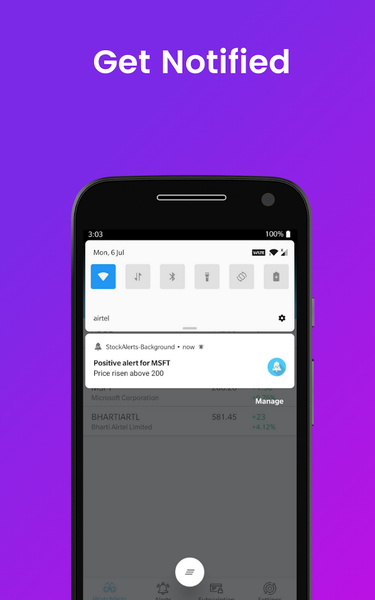 Stock Alerts BG(Alarm/Tracker) - عکس برنامه موبایلی اندروید
