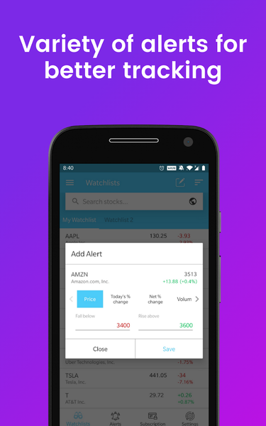 Stock Alerts BG(Alarm/Tracker) - عکس برنامه موبایلی اندروید