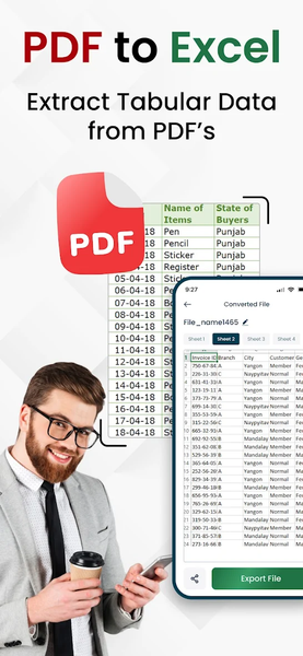 PDF to Excel Converter & XLSX - عکس برنامه موبایلی اندروید