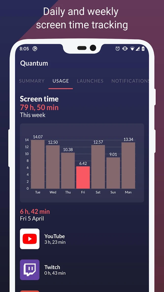 Quantum: App Screen Time Stats - Digital Wellbeing - عکس برنامه موبایلی اندروید