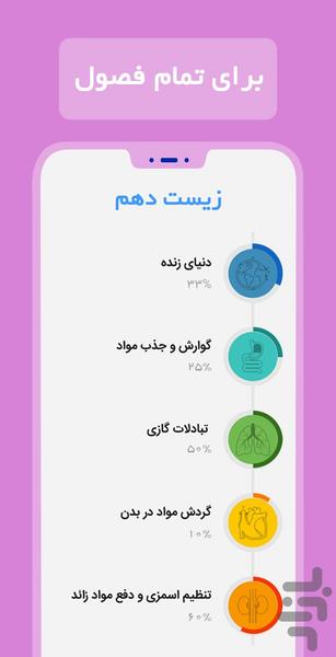 زیست ۴۰۰۰ - سوالات تستی - عکس برنامه موبایلی اندروید