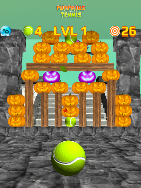 Pumpkins vs Tennis Knockdown - Gameplay image of android game