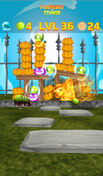 Pumpkins vs Tennis Knockdown - Gameplay image of android game