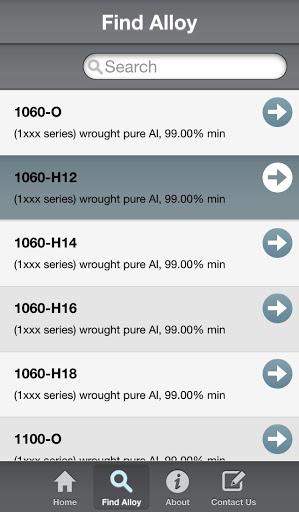 Aluminum Quick Reference - Image screenshot of android app