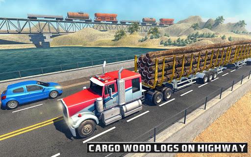 Long Trailer Truck Wood Cargo - Gameplay image of android game