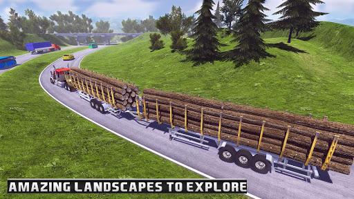 Long Trailer Truck Wood Cargo - Gameplay image of android game