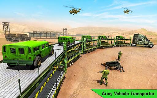 US Army Train Transporter Truck Driving Games - Gameplay image of android game