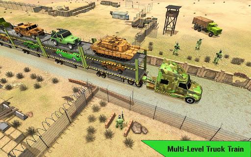 US Army Train Transporter Truck Driving Games - Gameplay image of android game