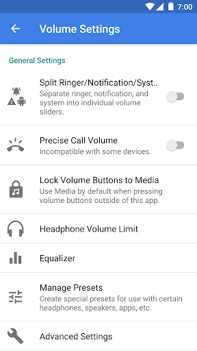 Precise Volume ۲.۰ + Equalizer - عکس برنامه موبایلی اندروید