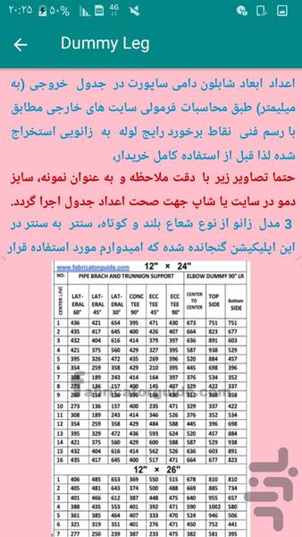 محاسبه شابلون دامی ساپورت - عکس برنامه موبایلی اندروید