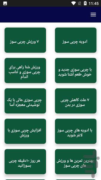 آموزش و راهنمای چربی سوزی - عکس برنامه موبایلی اندروید