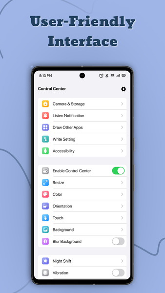 Control Center IOS ۱۸ - عکس برنامه موبایلی اندروید