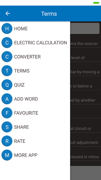 Electrical calculation & Terms - Image screenshot of android app