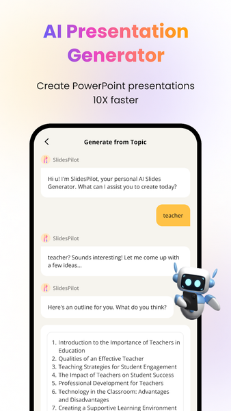 SlidesPilot: AI PowerPoint - عکس برنامه موبایلی اندروید