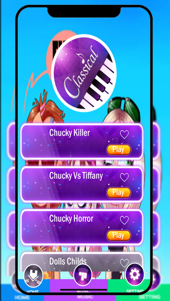 Chucky & Tiffany Piano Tiles - Gameplay image of android game