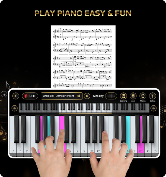 Learn Piano: Real Keyboard - عکس برنامه موبایلی اندروید