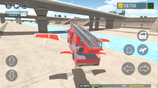 Fire Truck Flying Car - Gameplay image of android game