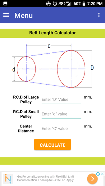 Belt length Calculator - عکس برنامه موبایلی اندروید