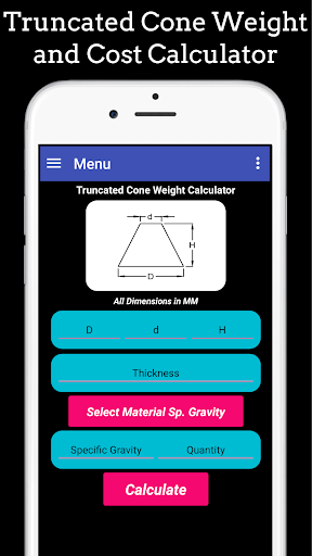 Fabrication Weight & Cost Calc - Image screenshot of android app