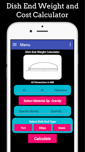 Fabrication Weight & Cost Calc - Image screenshot of android app
