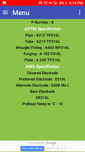 ASME Materials With Electrodes - Image screenshot of android app
