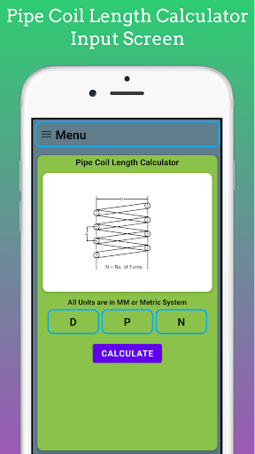 Pipe Coil Length Calc - Image screenshot of android app