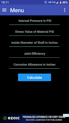 Pressure Vessel Thickness Calc - عکس برنامه موبایلی اندروید
