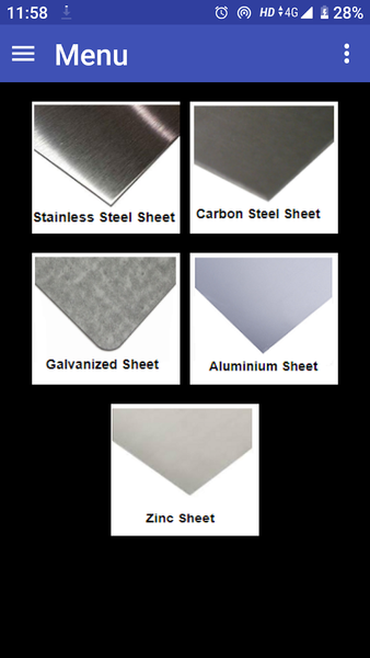 Sheet Metal Gauge Thickness - Image screenshot of android app