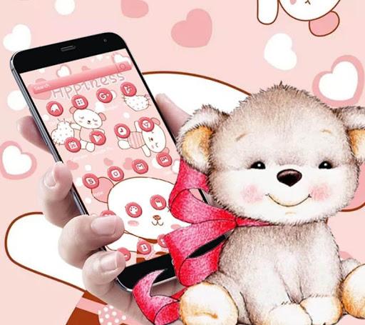 Pink Bear Cute Cartoon Theme - Image screenshot of android app