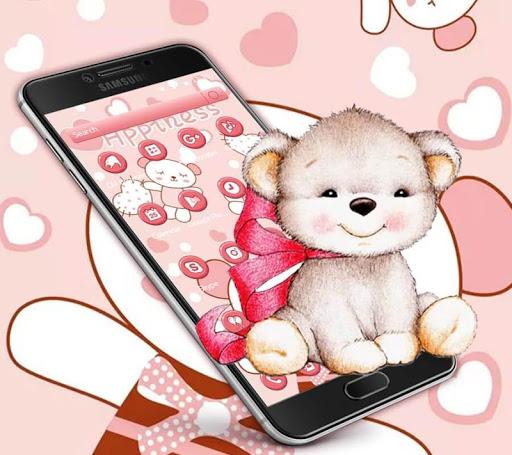 Pink Bear Cute Cartoon Theme - عکس برنامه موبایلی اندروید