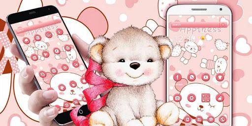 Pink Bear Cute Cartoon Theme - عکس برنامه موبایلی اندروید