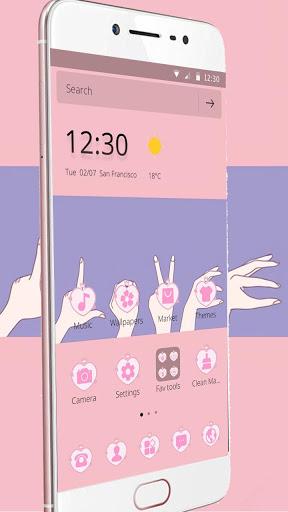 Pink Love Gesture Theme - Image screenshot of android app
