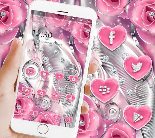 Pink Rose Love Diamond Theme - Image screenshot of android app