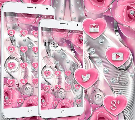 Pink Rose Love Diamond Theme - عکس برنامه موبایلی اندروید