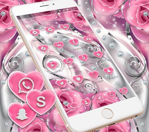 Pink Rose Love Diamond Theme - عکس برنامه موبایلی اندروید