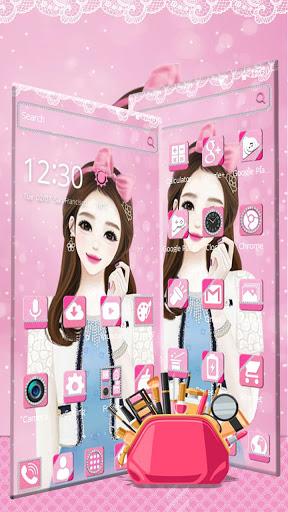 Pink Makeup Girl Theme - عکس برنامه موبایلی اندروید