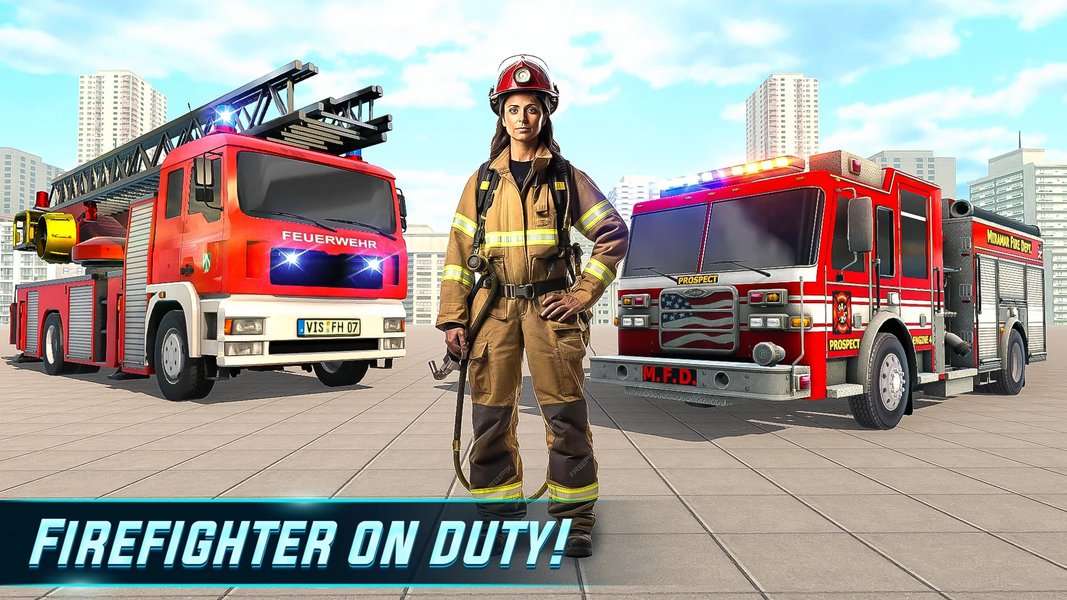 Fire Truck Rescue Games Sim 3d - Gameplay image of android game