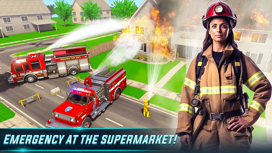 Fire Truck Rescue Games Sim 3d - Gameplay image of android game