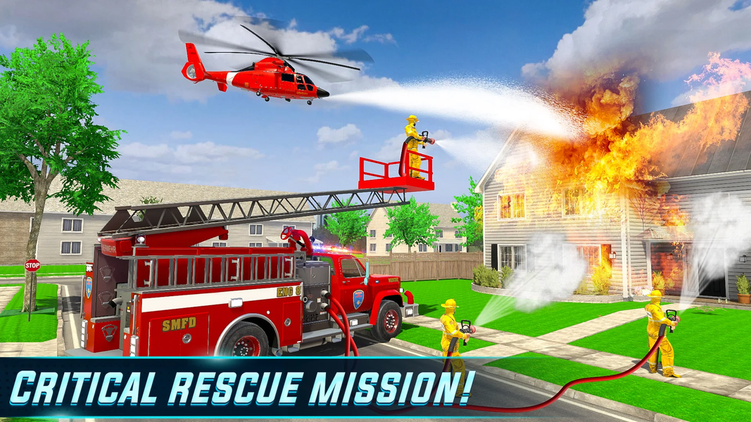 Fire Truck Rescue Games Sim 3d - Gameplay image of android game