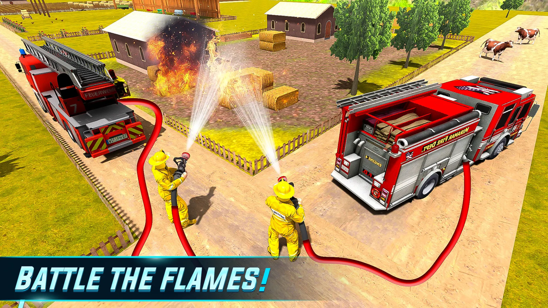 Fire Truck Rescue Games Sim 3d - Gameplay image of android game